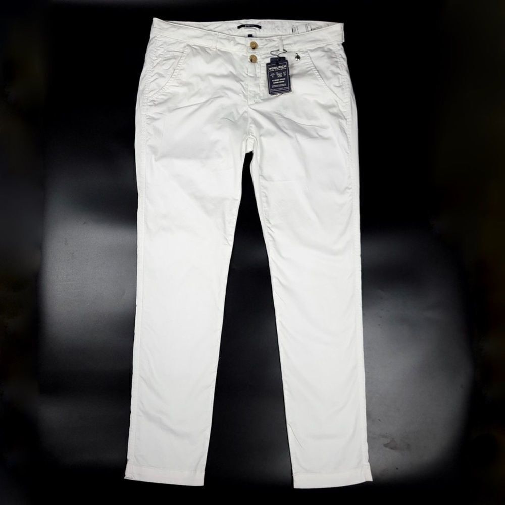 WOOLRICH Stretch Satin Chino Slim Fit Pant Womens Plus Size 31 in White Trouser